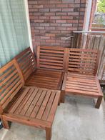 Houten Tuinset / Balkonset met Kussens, Ophalen, 3 zitplaatsen, Zo goed als nieuw, Hout