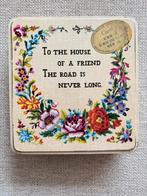 Uniek vintage (koek) blik Engeland bloemen en tekst, Verzamelen, Blikken, Ophalen of Verzenden, Gebruikt, Koek(jes), Overige merken