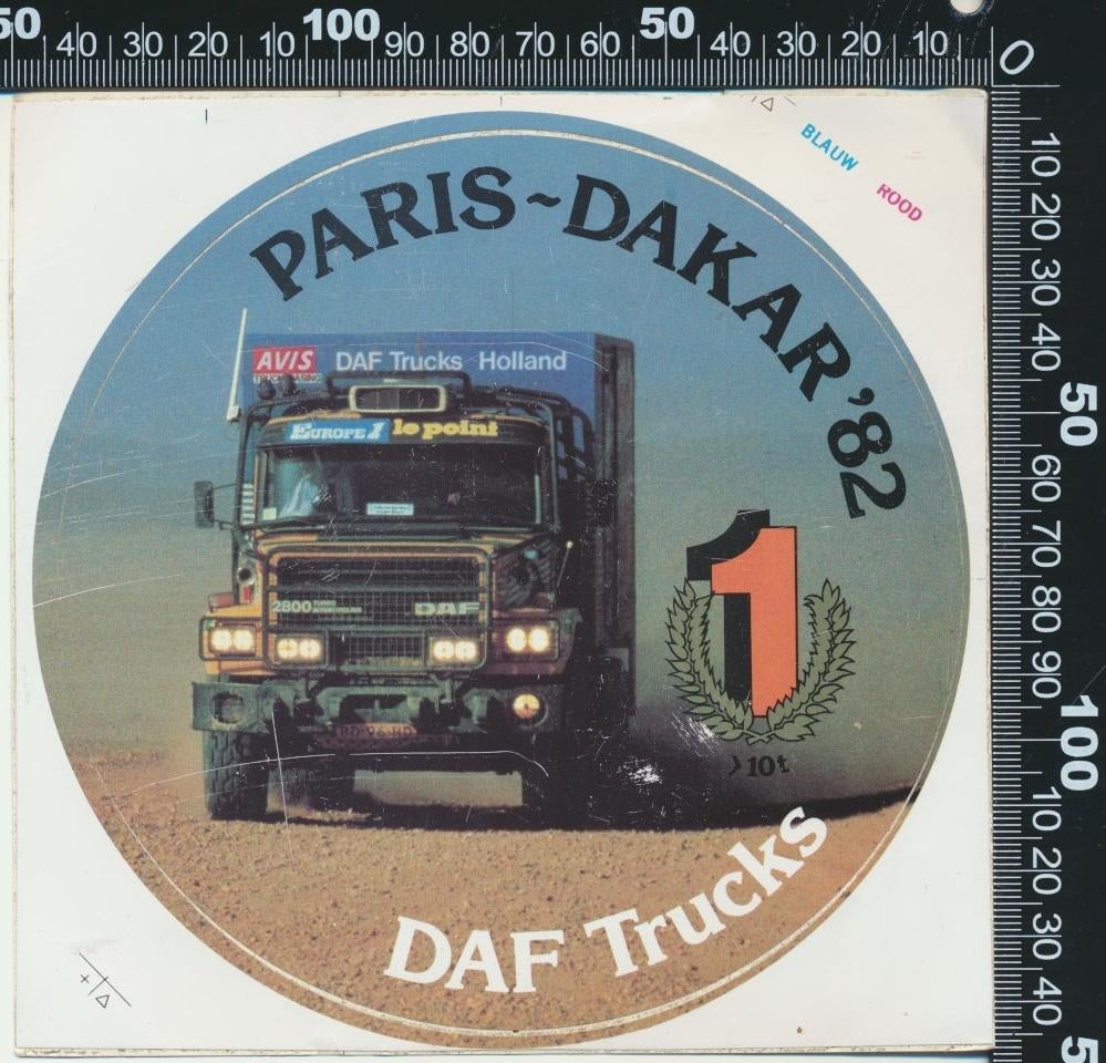 Sticker: Daf Trucks - Rally Paris - Dakar 1982, Ophalen of Verzenden, Zo goed als nieuw, Bedrijf of Vereniging