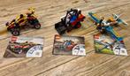 3 Lego Technic voertuigen: auto / buggy, vliegtuig, graver, Ophalen of Verzenden, Zo goed als nieuw, Complete set, Lego