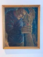 Schilderij "Boer met korenschoof" wellicht Johan Dijkstra, Ophalen of Verzenden