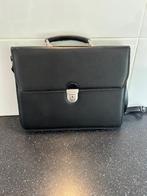 Zwarte leren Laptoptas, Ophalen of Verzenden, Zo goed als nieuw, Zwart