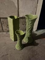 Set van 3 groene vazen, Verzenden, Aardewerk of Porselein, Zo goed als nieuw, Minder dan 50 cm