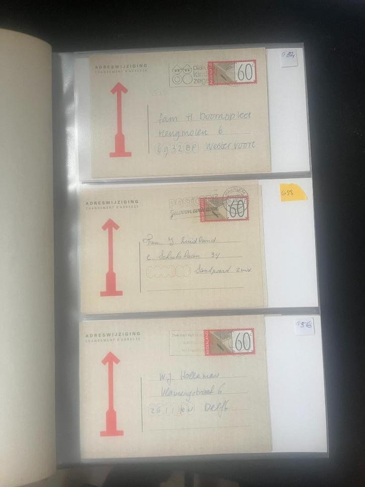 Bijna alle gebruikte verhuiskaarten G. 54 t/m 75, kijk/lees!, Postzegels en Munten, Brieven en Enveloppen | Nederland, Briefkaart