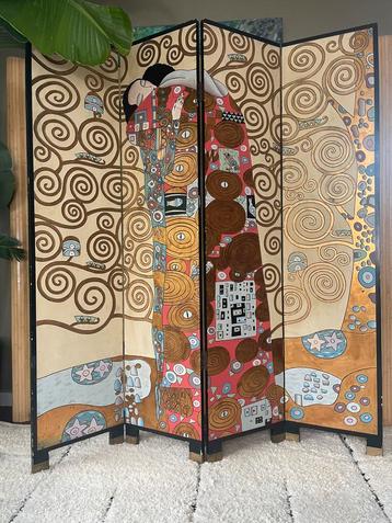 Vintage Gustav Klimt ‘De omhelzing’ kamerscherm/roomdivider beschikbaar voor biedingen