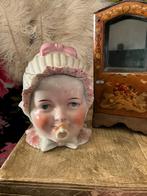 antieke Duitse humidor babyhoofd met fopspeen - circa 1880, Antiek en Kunst, Antiek | Speelgoed, Ophalen of Verzenden
