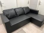 Loungebank zwart kunstleer, Huis en Inrichting, Banken | Sofa's en Chaises Longues, 150 tot 200 cm, 75 tot 100 cm, Zo goed als nieuw