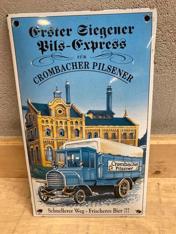 Mooi oud EMAILLE krombacher bord met BOLLING beschikbaar voor biedingen