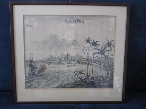Orig.prent Gezicht op Coylang. Joan Nieuhof. Indie.1682, Antiek en Kunst, Kunst | Etsen en Gravures, Ophalen of Verzenden