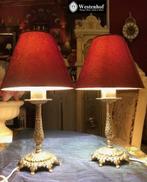 2 Brocante tafellampen antiek zilver lampvoet, Ophalen of Verzenden, Gebruikt, Overige materialen, Minder dan 50 cm