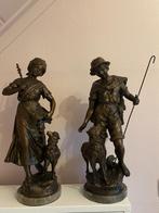 Twee fraaie antieke beelden F.Moreau, Antiek en Kunst, Ophalen
