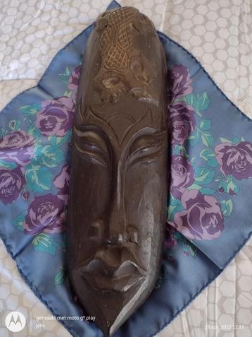 afrikaans masker massief hout gesneden 50 x 18 cm