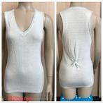 Top tuniek gilet pullover bont parelmoer off white zilver 36, R2banjo, Wit, Nieuw, Ophalen of Verzenden