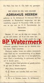 Heeren Adrianus 1921 St Willebrord 1948 Roosendaal ongeval -, Verzamelen, Bidprentjes en Rouwkaarten, Bidprentje, Ophalen of Verzenden