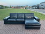 GRATIS LEVERING HEEL NL Mooie Zwarte Echt Leer Hoekbank, 250 tot 300 cm, Hoekbank, Leer, Ophalen of Verzenden