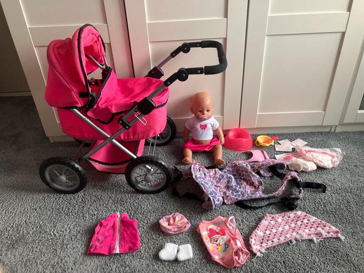 Baby Born Pop met Buggy & Accessoires, Kinderen en Baby's, Speelgoed | Poppen, Gebruikt, Babypop, Ophalen