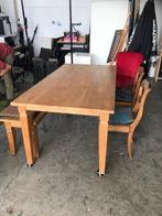 Teakhouten eettafel met bank, Ophalen, Gebruikt, Teakhout, 50 tot 100 cm