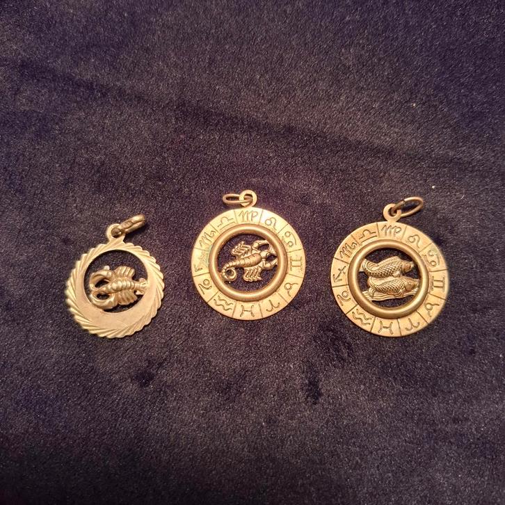 3 Hangers - Sterrenbeelden Schorpioen & Vissen, Sieraden, Tassen en Uiterlijk, Kettingen, Nieuw, Overige materialen, Zilver, Ophalen