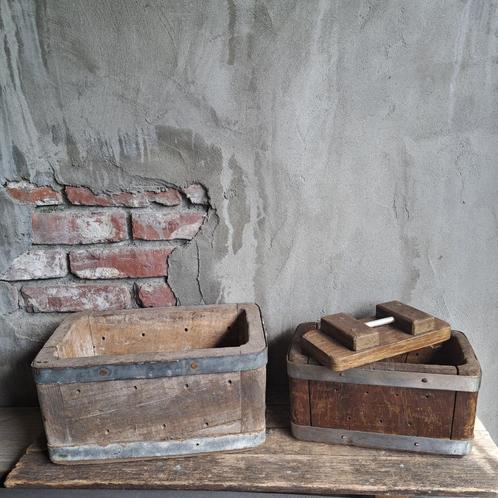 Oude brocante rechthoekige kaasmal kaas mal + deksel Etage3, Huis en Inrichting, Woonaccessoires | Overige, Gebruikt, Ophalen of Verzenden