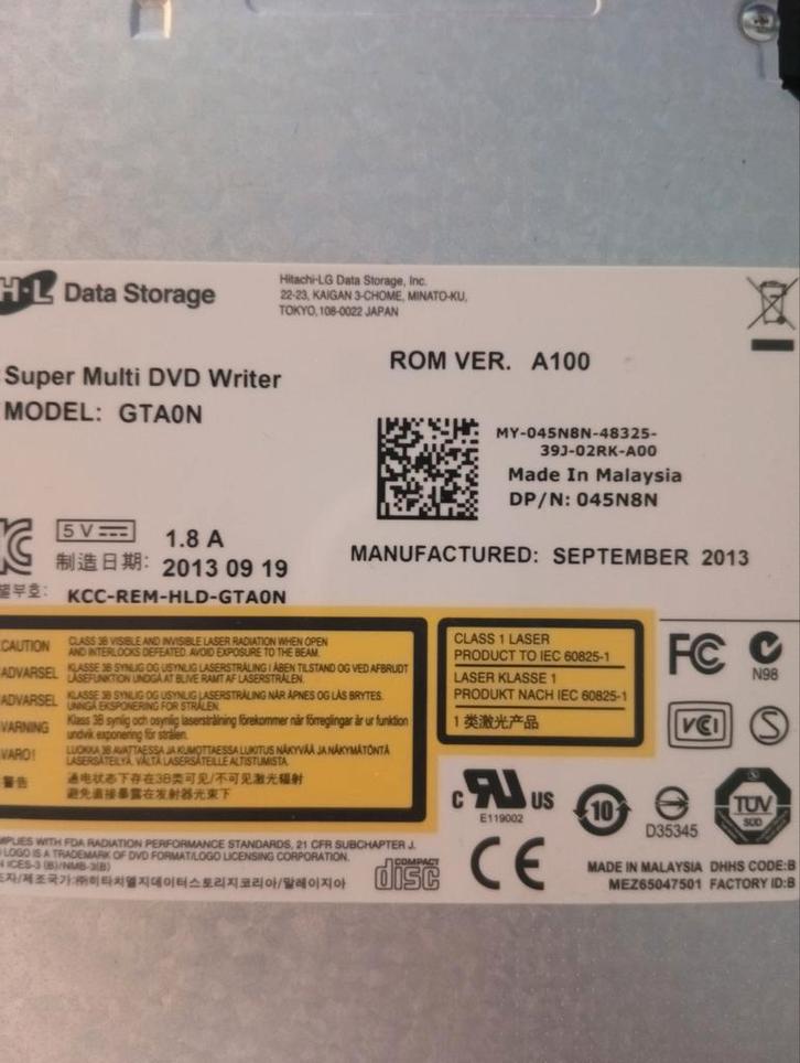 Hitachi-LG Data storage super multi DVD brander model GTA0N., Computers en Software, Optische drives, Zo goed als nieuw, Intern
