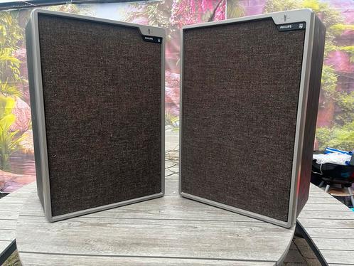 Philips 22AH468/00R Vintage Luidsprekers, Audio, Tv en Foto, Luidsprekers, Gebruikt, Front, Rear of Stereo speakers, 120 watt of meer