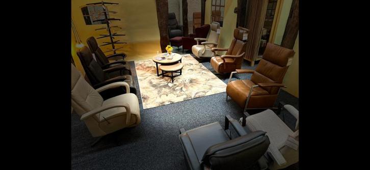 + 350 relax en sta op fauteuils  -  Teun Arts  -  St.Hubert, Huis en Inrichting, Fauteuils, Nieuw, Leer, Stof, 50 tot 75 cm, 75 tot 100 cm