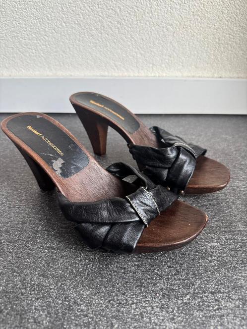 Vintage Y2K Bijenkorf leren klompen muiltjes, Kleding | Dames, Schoenen, Zo goed als nieuw, Sandalen of Muiltjes, Zwart, Ophalen of Verzenden