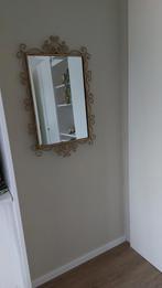 Goudkleurige Metalen Spiegel, Huis en Inrichting, Woonaccessoires | Spiegels, Minder dan 50 cm, Gebruikt, Vierkant, Ophalen of Verzenden