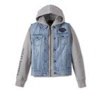 Stoere Harley Davidson Spijkerjas/vest met Capuchon, Motoren, Kleding | Motorkleding, Ophalen, Jas | textiel, Harley Davidson