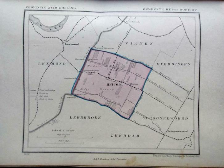 062 / Hei en Boeicop / Litho 1867 Kuyper ZH, Antiek en Kunst, Kunst | Litho's en Zeefdrukken, Ophalen of Verzenden