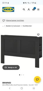 BRIMNES Hoofdeinde met bergruimte, zwart, 160 cm, Huis en Inrichting, Slaapkamer | Bedden, Ophalen, Verstelbaar, Zwart, Tweepersoons