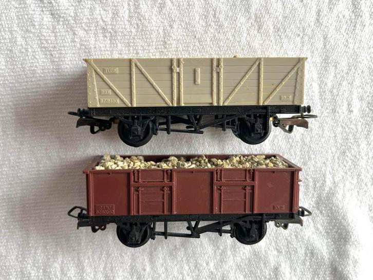 2x Jouef SNCF Kipperwagons met lading H0, Hobby en Vrije tijd, Modeltreinen | H0, Gebruikt, Wagon, Gelijkstroom, Jouef, Ophalen of Verzenden