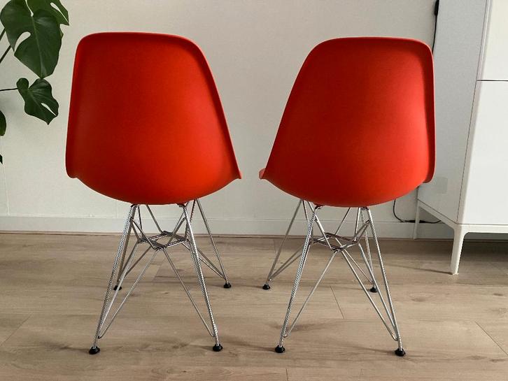 ORIGINELE VITRA EAMES DSR STOELEN, Huis en Inrichting, Stoelen, Zo goed als nieuw, Twee, Kunststof, Metaal, Rood, Ophalen