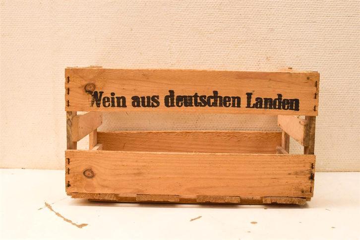 Houten kratje met tekst 44935, Huis en Inrichting, Woonaccessoires | Kisten, Gebruikt, Minder dan 50 cm, Minder dan 50 cm, Ophalen of Verzenden