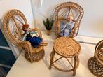 Rotan Poppenstoeltjes Set vintage, Ophalen of Verzenden, Gebruikt, Decoratie
