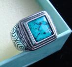 Ring Tibet zilver met Turquoise natuursteen maat 20 -NIEUW-, Sieraden, Tassen en Uiterlijk, Ringen, 19 tot 20, Nieuw, Ophalen of Verzenden