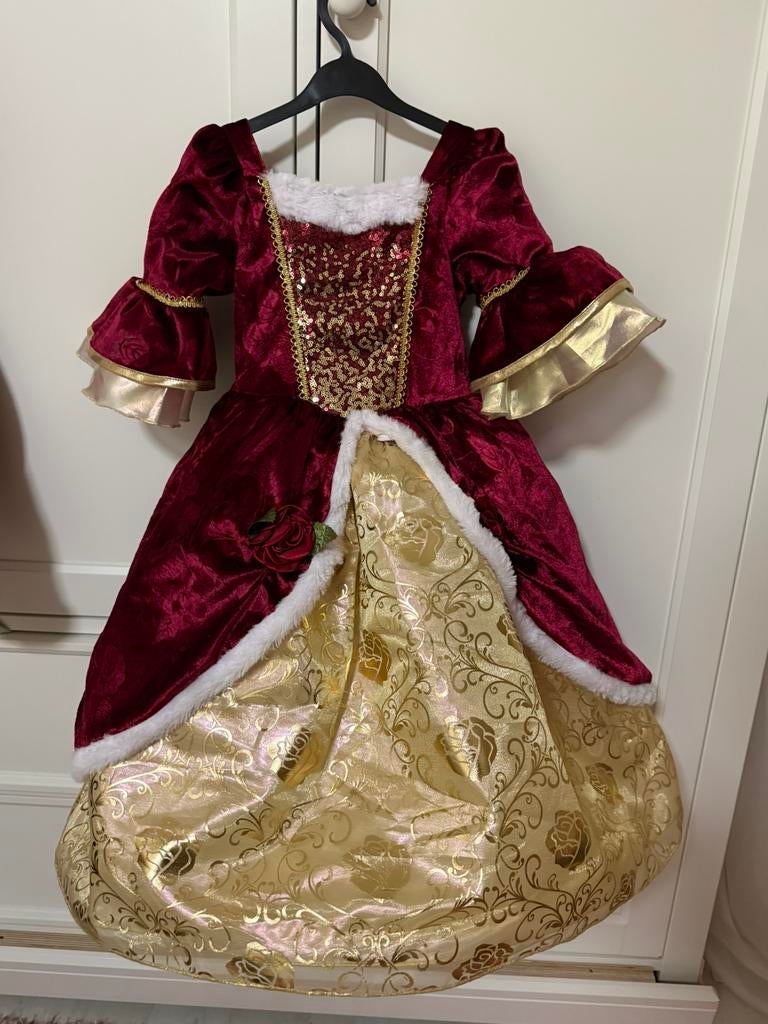 Official Disneystore Belle Deluxe Winter Costume with Tiara, Ophalen of Verzenden, Nieuw, 104 of kleiner, Meisje