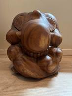 Houten Beeld Zittende Figuur - Handgesneden Decoratieobject, Ophalen of Verzenden