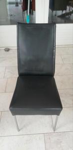 3 Zwarte leren bert Plantagie stoelen met metalen poten, Huis en Inrichting, Stoelen, Ophalen, Zwart, Zo goed als nieuw, Metaal