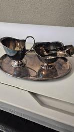 Verzilverd Roomstelletje met Lepel, Antiek en Kunst, Antiek | Goud en Zilver, Ophalen of Verzenden, Zilver