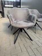Set van 4 Draaibare Eetkamerstoelen - Taupe Velours, Huis en Inrichting, Stoelen, Ophalen of Verzenden, Zo goed als nieuw, Vier