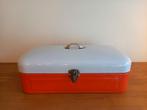 Mooie vintage emaille broodtrommel oranje met licht grijs, Antiek en Kunst, Antiek | Emaille, Ophalen
