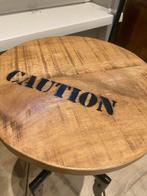 Industriële houten kruk– verstelbaar – massief hout & metaal, Ophalen, In hoogte verstelbaar, Gebruikt, Hout