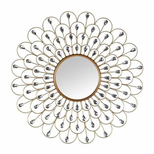 Richmond Interiors spiegel Pauwel 90 cm glazen kristallen, Huis en Inrichting, Woonaccessoires | Spiegels, Nieuw, 75 tot 100 cm