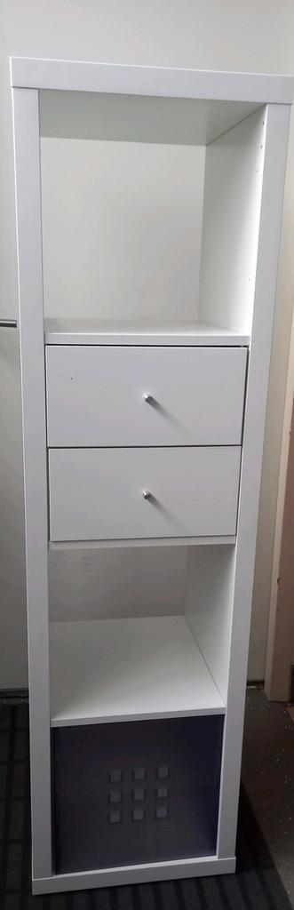 KALLAX 4 vaks witte kast met lade inzet en Lekman bak, Huis en Inrichting, Kasten | Overige, Gebruikt, Ophalen