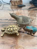 Beeldje 2x schildpad en 1olifantje,koper, set €10,00, Ophalen