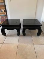 Gelakt, teak, 2 dezelfde, Minder dan 55 cm, Gebruikt, Vierkant, Hout