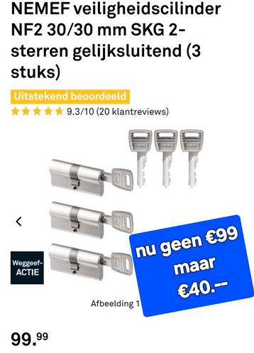 nemef 111/9  3 gelijksluitende cilindersloten €40 beschikbaar voor biedingen