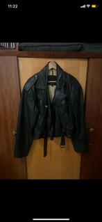 Vintage leren biker jas, Ophalen, Zwart
