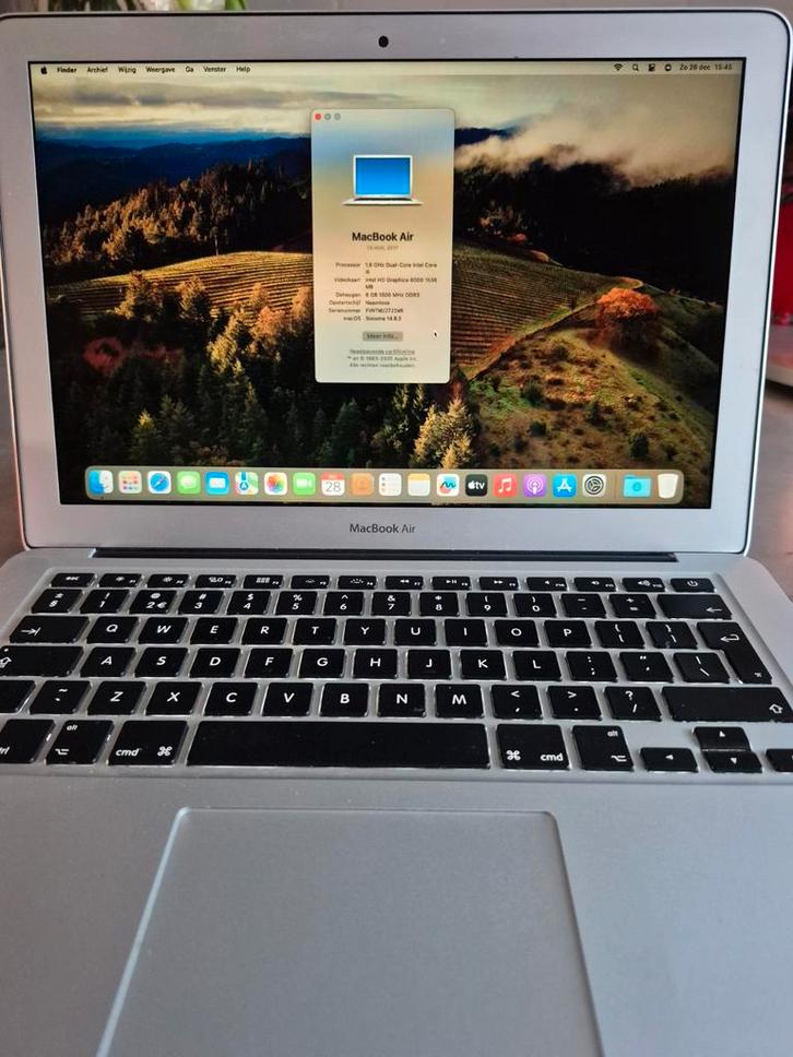 MacBook Air 13" 2017 - Sonoma OS, Computers en Software, Apple Macbooks, Gebruikt, MacBook Air, 13 inch, Minder dan 2 Ghz, 128 GB of minder